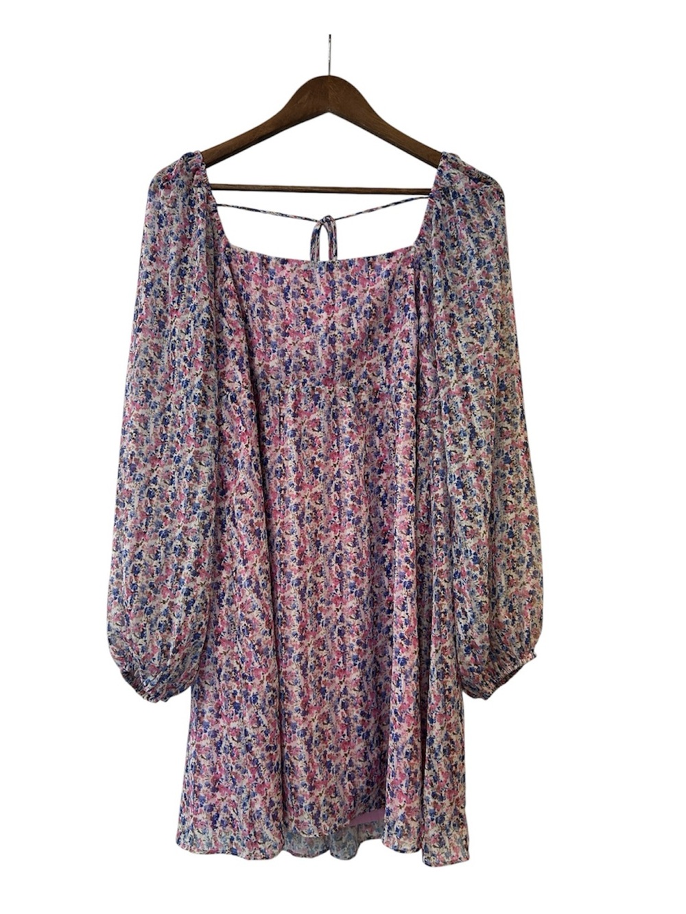 Lucy Paris Floral Peasant Dress in Pink and Blue